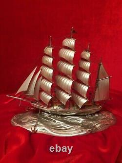 1 4 Mast Ship Schooner Made of Sterling Silver 925