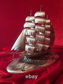 1 4 Mast Ship Schooner Made of Sterling Silver 925
