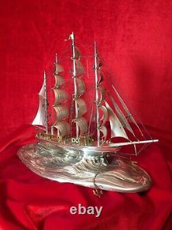 1 4 Mast Ship Schooner Made of Sterling Silver 925