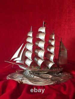 1 4 Mast Ship Schooner Made of Sterling Silver 925