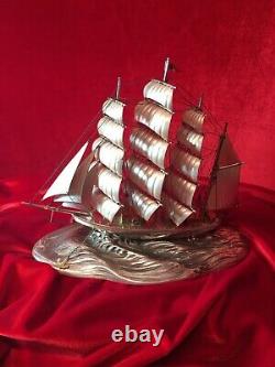 1 4 Mast Ship Schooner Made of Sterling Silver 925