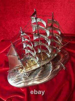 1 4 Mast Ship Schooner Made of Sterling Silver 925