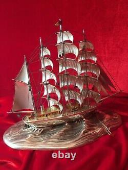 1 4 Mast Ship Schooner Made of Sterling Silver 925