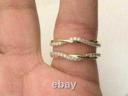 1.40CT Lab Created 14K Yellow Gold Over Engagement Enhancer Wrap Ring Guard