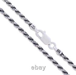 1.5mm Sterling Silver Rope Chain Necklace Diamond Cut Oxidized Made in ITALY