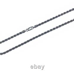 1.5mm Sterling Silver Rope Chain Necklace Diamond Cut Oxidized Made in ITALY