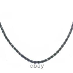 1.5mm Sterling Silver Rope Chain Necklace Diamond Cut Oxidized Made in ITALY