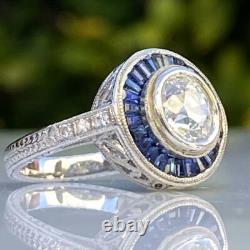 1.68Ct White Round Cut Stone Art Deo Wedding Ring Solid 925 Sterling Silver