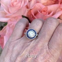 1.68Ct White Round Cut Stone Art Deo Wedding Ring Solid 925 Sterling Silver