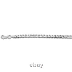 100 4MM Pave Curb Chain 925 Solid Sterling Silver Stamped Made in Italy
