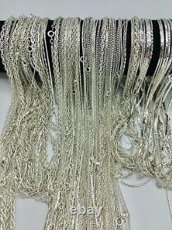 100 Piece Bulk Chain Assortment Sterling Silver Finish MADE IN USA