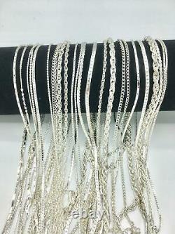 100 Piece Bulk Chain Assortment Sterling Silver Finish MADE IN USA