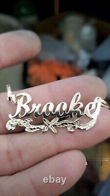 10K 14K Solid Real Gold Customized Name Pendant Cursive Letters Diamond Cut gift