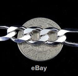 10MM Wide Solid 925 Sterling Silver Men's FIGARO Chain Necklace Made in Italy