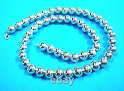 10mm Seamless Smooth 925 Sterling Silver Beads Beaded NECKLACE Made to Your Size