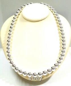 10mm Seamless Smooth 925 Sterling Silver Beads Beaded NECKLACE Made to Your Size