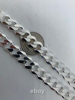 11mm Solid 925 Sterling Silver Cuban Link Chain Necklace Men 20-40 Made Italy