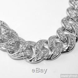 13mm 925 Sterling Silver Iced Out Hand Made Cuban Chain Necklace