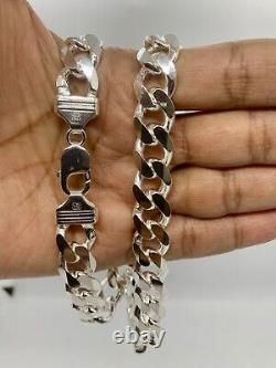 13mm Solid 925 Sterling Silver Cuban Link Chain Necklace Men 20-30 Made Italy