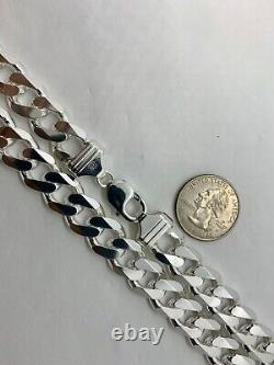 13mm Solid 925 Sterling Silver Cuban Link Chain Necklace Men 20-30 Made Italy