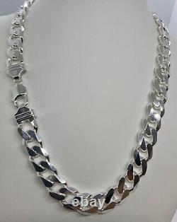 13mm Solid 925 Sterling Silver Cuban Link Chain Necklace Men 20-30 Made Italy