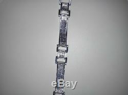 14K White Gold Plated Men's Custom Made Bracelet 9.12ct Diamond 12mm 8.5 INCHES