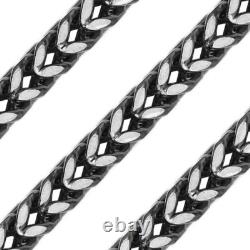 14k Black Gold 925 Sterling Silver Square Franco Mens Chain ITALY made Necklace