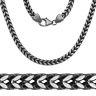 14k Black Gold 925 Sterling Silver Square Franco Mens Chain Necklace ITALY made