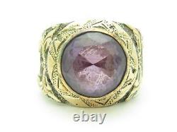 14k Rose Gold & Sterling Silver Hand Made Design Alexandrite Band Ring Size 11