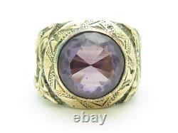14k Rose Gold & Sterling Silver Hand Made Design Alexandrite Band Ring Size 11