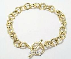 14k Yellow Gold Solid Heavy Duty Italian Made Bracelet Toggle 8 Long