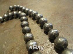 17.5 REAL OLD Navajo Graduated Sterling PEARLS Bench Made Bead Necklace