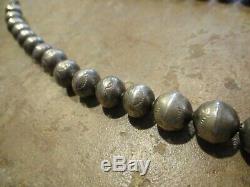 17.5 REAL OLD Navajo Graduated Sterling PEARLS Bench Made Bead Necklace