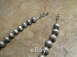 17.5 REAL OLD Navajo Graduated Sterling PEARLS Bench Made Bead Necklace