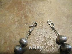 17.5 REAL OLD Navajo Graduated Sterling PEARLS Bench Made Bead Necklace