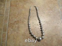 17 DYNAMITE OLD PAWN Navajo Graduated Sterling PEARLS Bench Made Bead Necklace