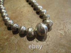 17 DYNAMITE OLD PAWN Navajo Graduated Sterling PEARLS Bench Made Bead Necklace