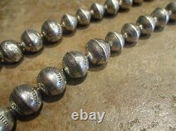 17 DYNAMITE OLD PAWN Navajo Graduated Sterling PEARLS Bench Made Bead Necklace