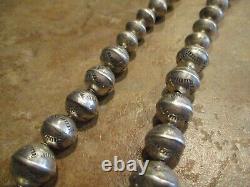17 DYNAMITE OLD PAWN Navajo Graduated Sterling PEARLS Bench Made Bead Necklace