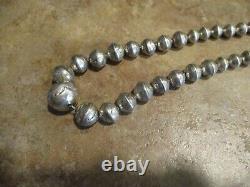 17 DYNAMITE OLD PAWN Navajo Graduated Sterling PEARLS Bench Made Bead Necklace
