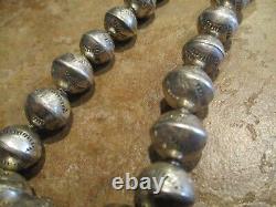 17 DYNAMITE OLD PAWN Navajo Graduated Sterling PEARLS Bench Made Bead Necklace