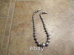 17 DYNAMITE OLD PAWN Navajo Graduated Sterling PEARLS Bench Made Bead Necklace