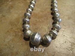 17 DYNAMITE OLD PAWN Navajo Graduated Sterling PEARLS Bench Made Bead Necklace