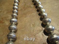 17 DYNAMITE OLD PAWN Navajo Graduated Sterling PEARLS Bench Made Bead Necklace