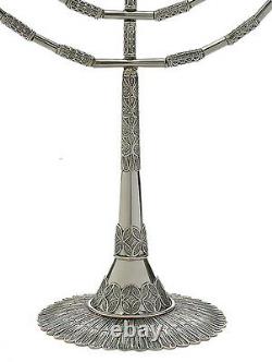 17 Large Sterling Silver Filigree Hanukkah Menorah Jewish Lamp Made in Israel