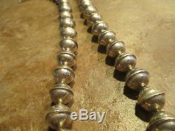 18 EXTRA OLD Navajo Graduated Sterling Silver PEARLS Bench Made Bead Necklace