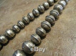 18 Vintage Navajo Graduated Sterling Silver PEARLS Bench Made Bead Necklace