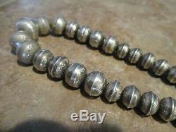 18 Vintage Navajo Graduated Sterling Silver PEARLS Bench Made Bead Necklace