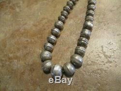 18 Vintage Navajo Graduated Sterling Silver PEARLS Bench Made Bead Necklace