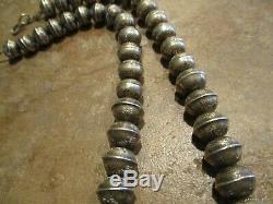 18 Vintage Navajo Graduated Sterling Silver PEARLS Bench Made Bead Necklace